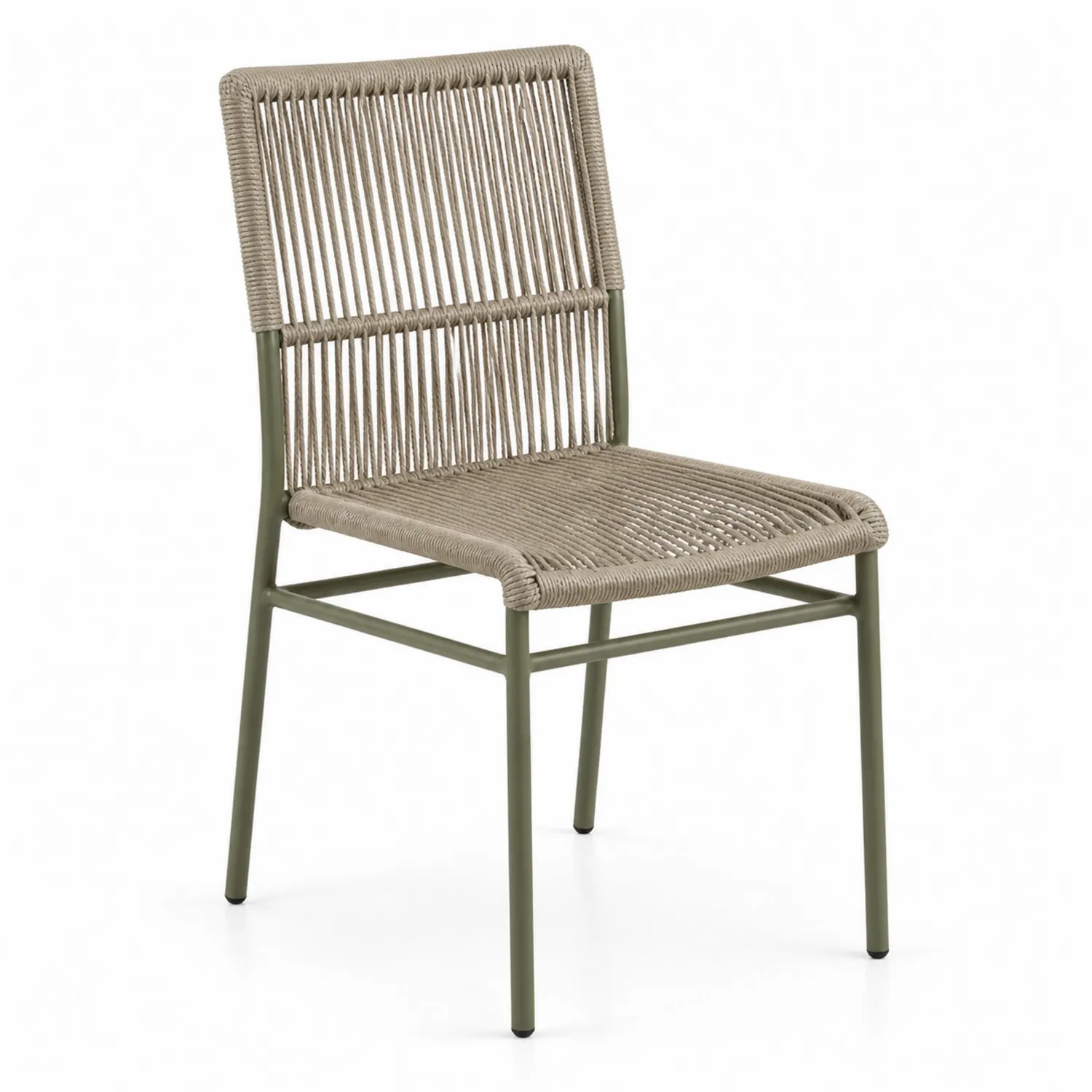 Chaise en corde et métal avec cadre en acier, Beige