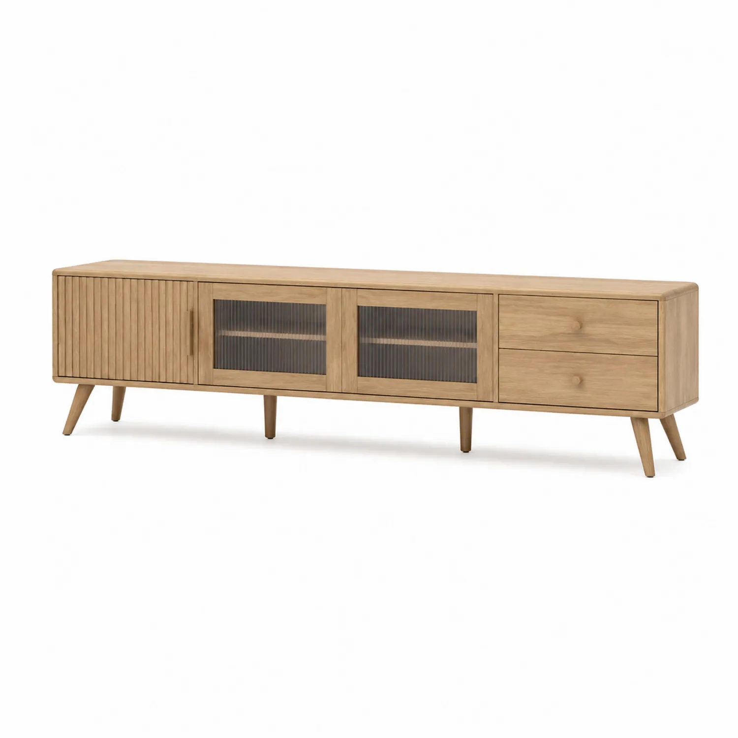 Meuble TV en bois avec portes en verre