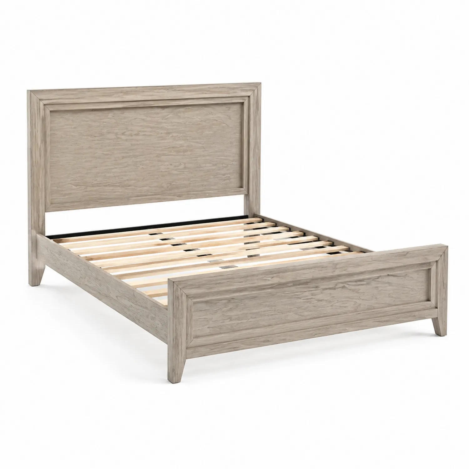 Lit double en bois avec tête de lit Beige