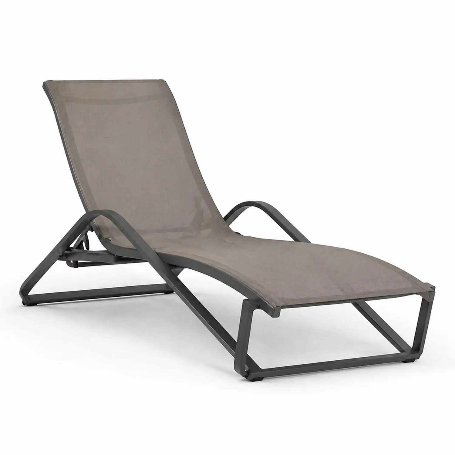 Chaise Longue en Aluminium et Textilène Taupe