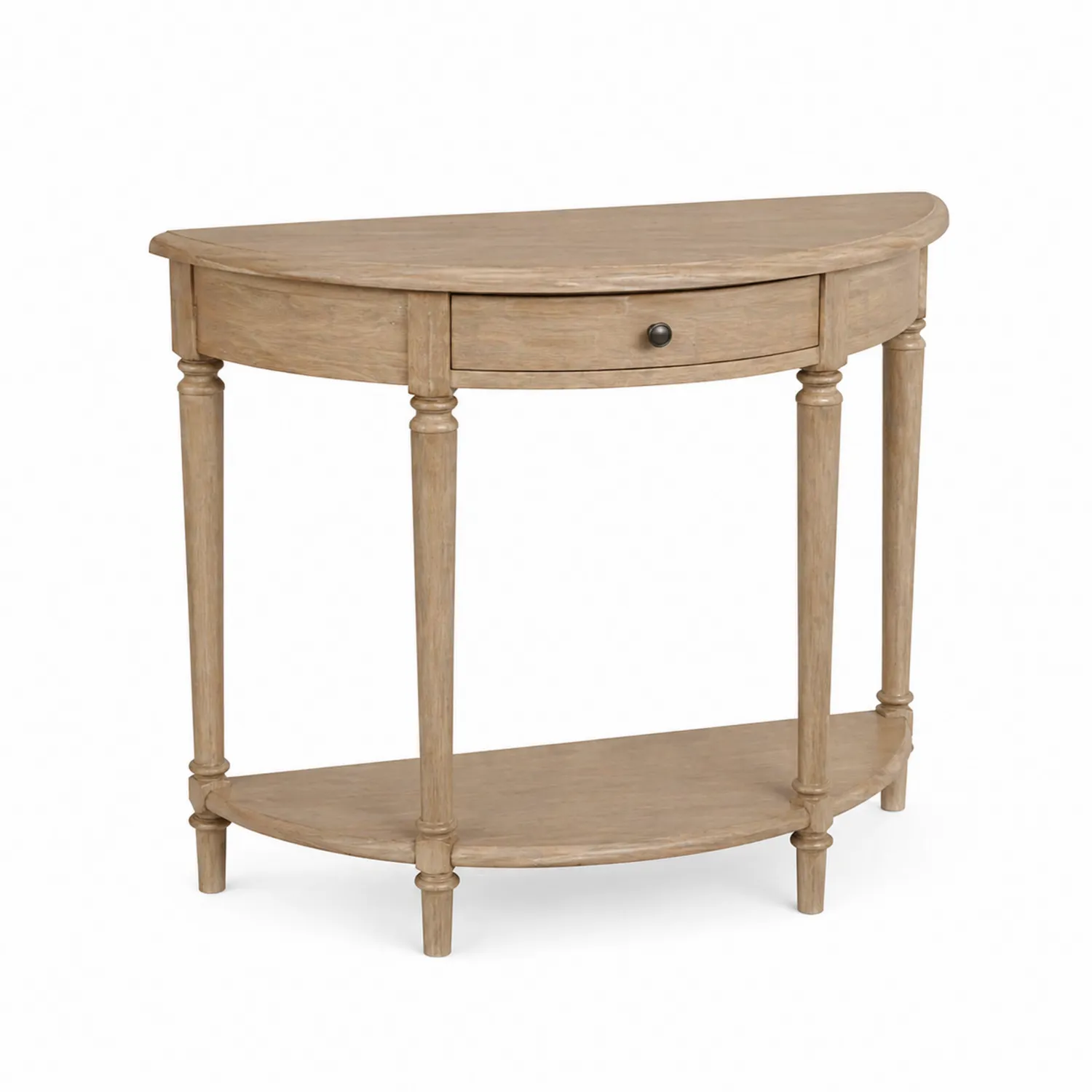 Table console demi-lune en bois avec tiroir 80x30x76 cm