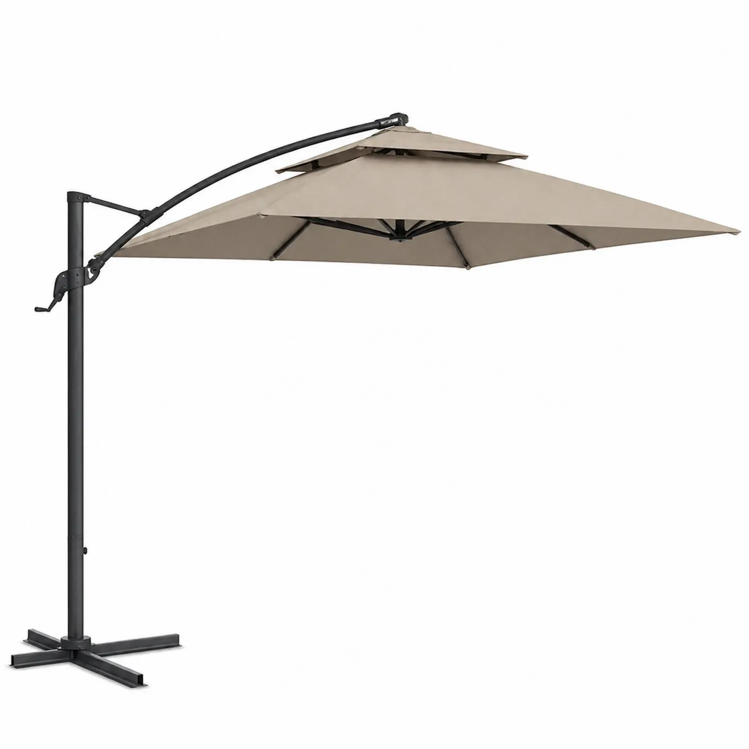 Parasol déporté en métal et polyester 3m Beige