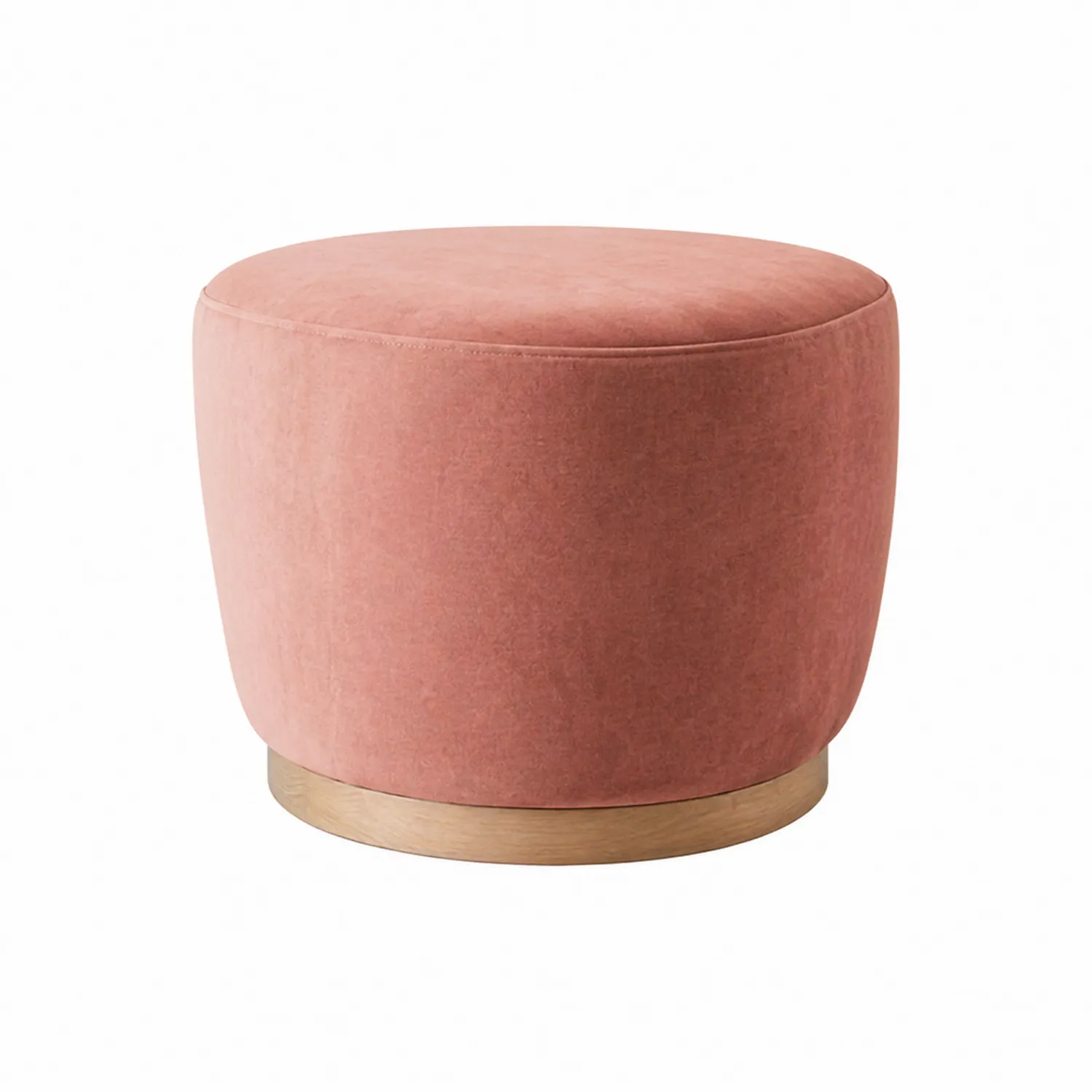 Pouf rond en velours avec base en bois Rose