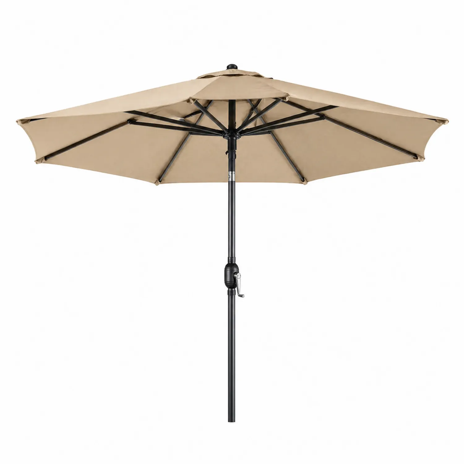 Parasol rond en polyester beige avec mât en aluminium, 300 cm