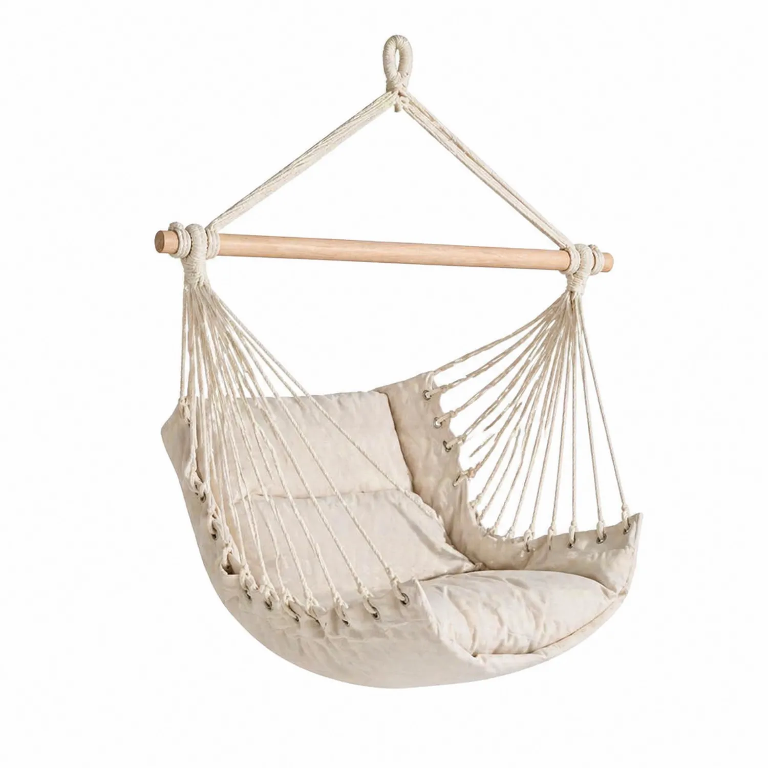 Chaise hamac en coton avec barre en bois
