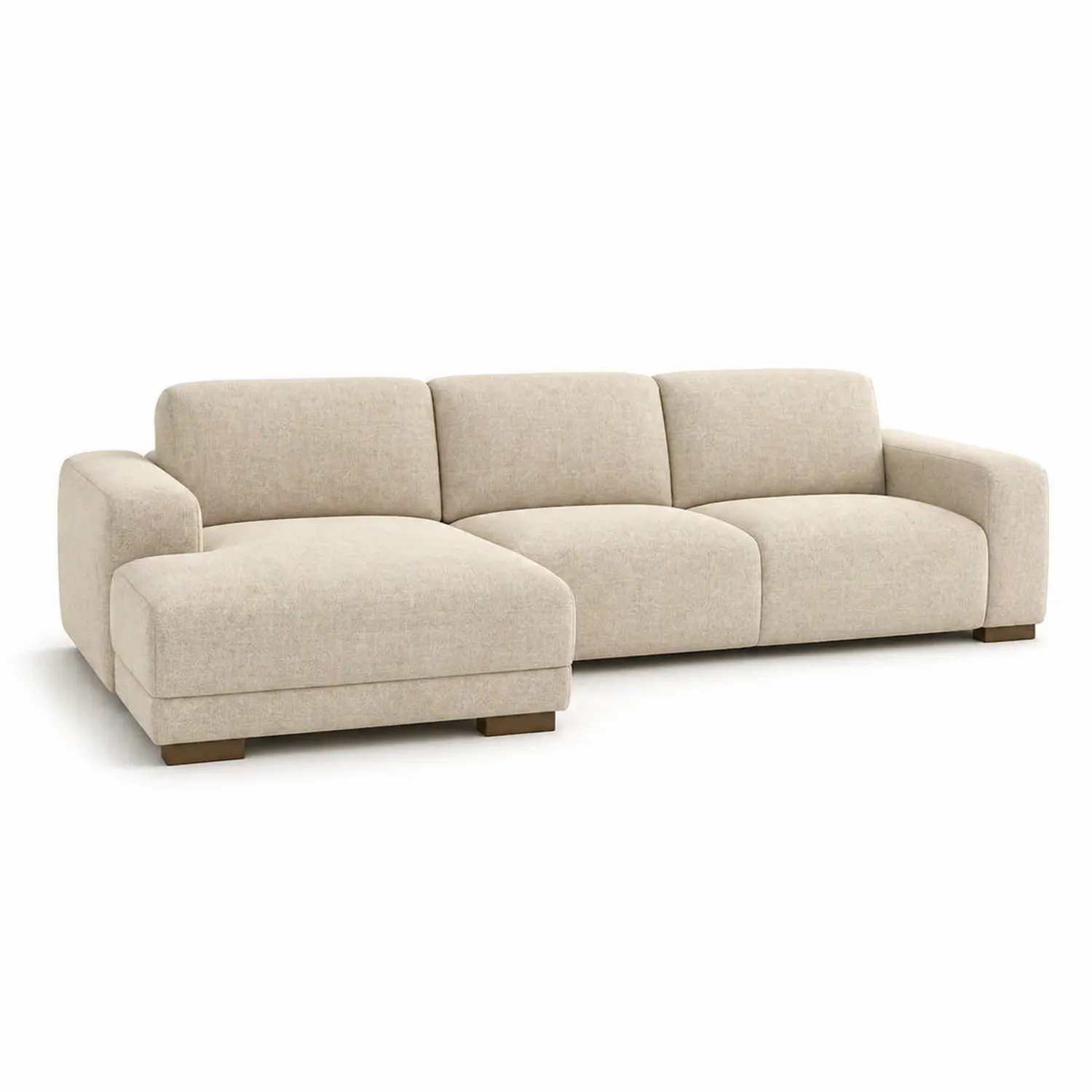 Canapé modulaire en tissu beige avec méridienne 280 cm