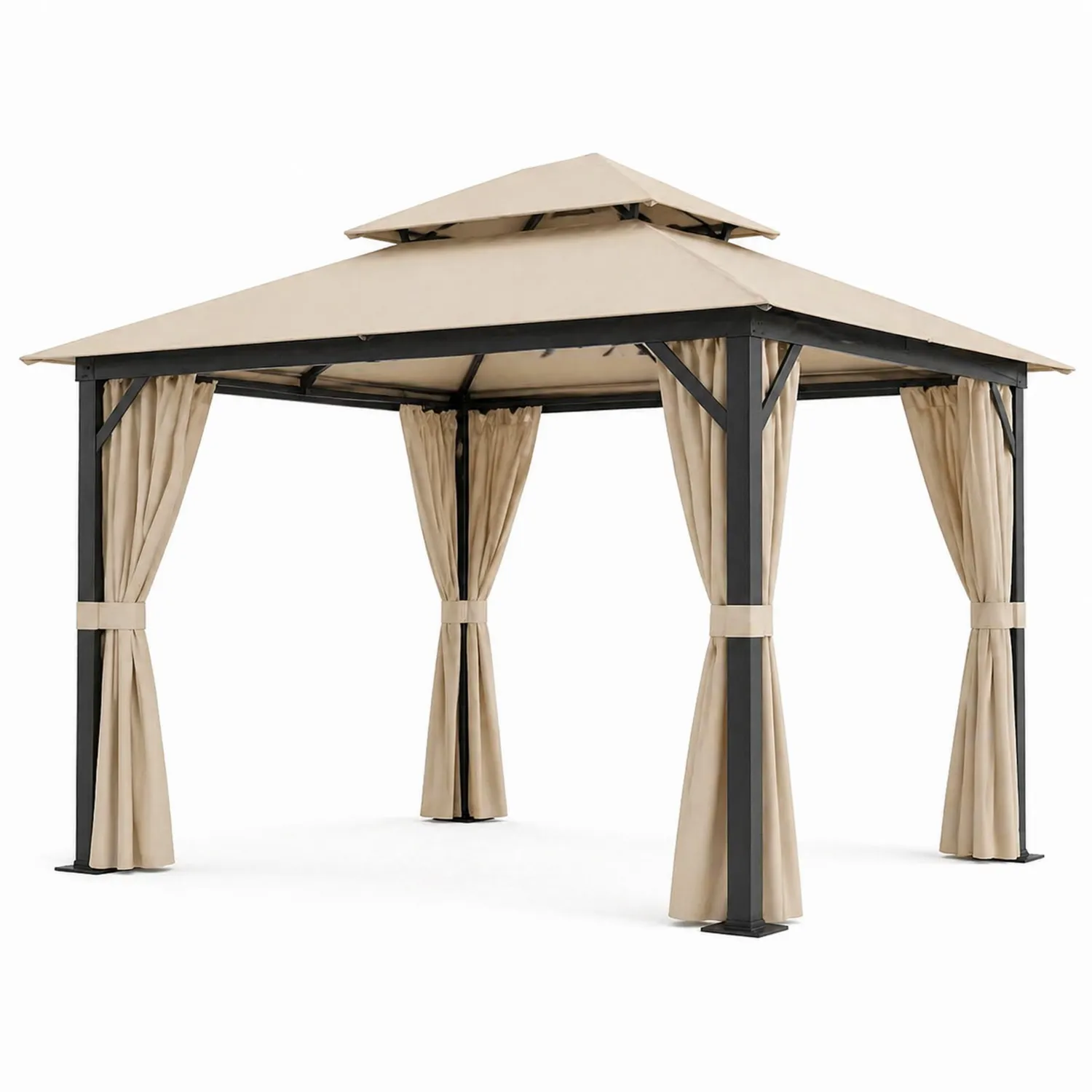 Pavillon de jardin en acier et polyester beige