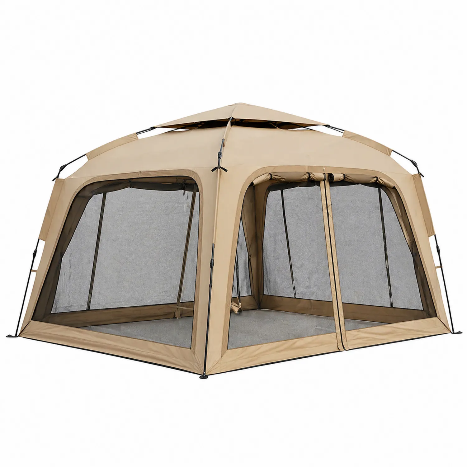 Tente rectangulaire en polyester et acier Beige 300x300x240 cm
