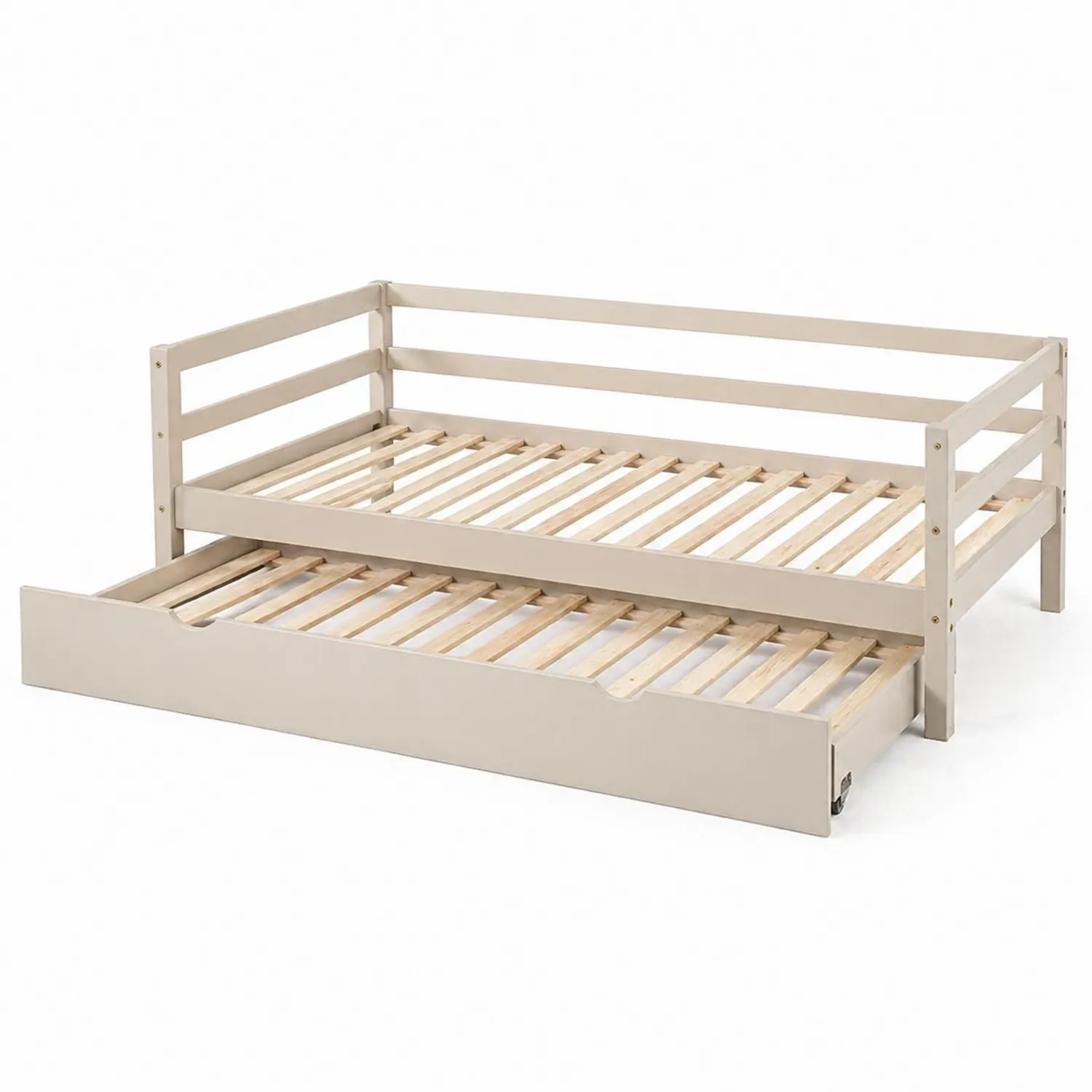 Lit gigogne en bois de pin 200x90 cm Beige