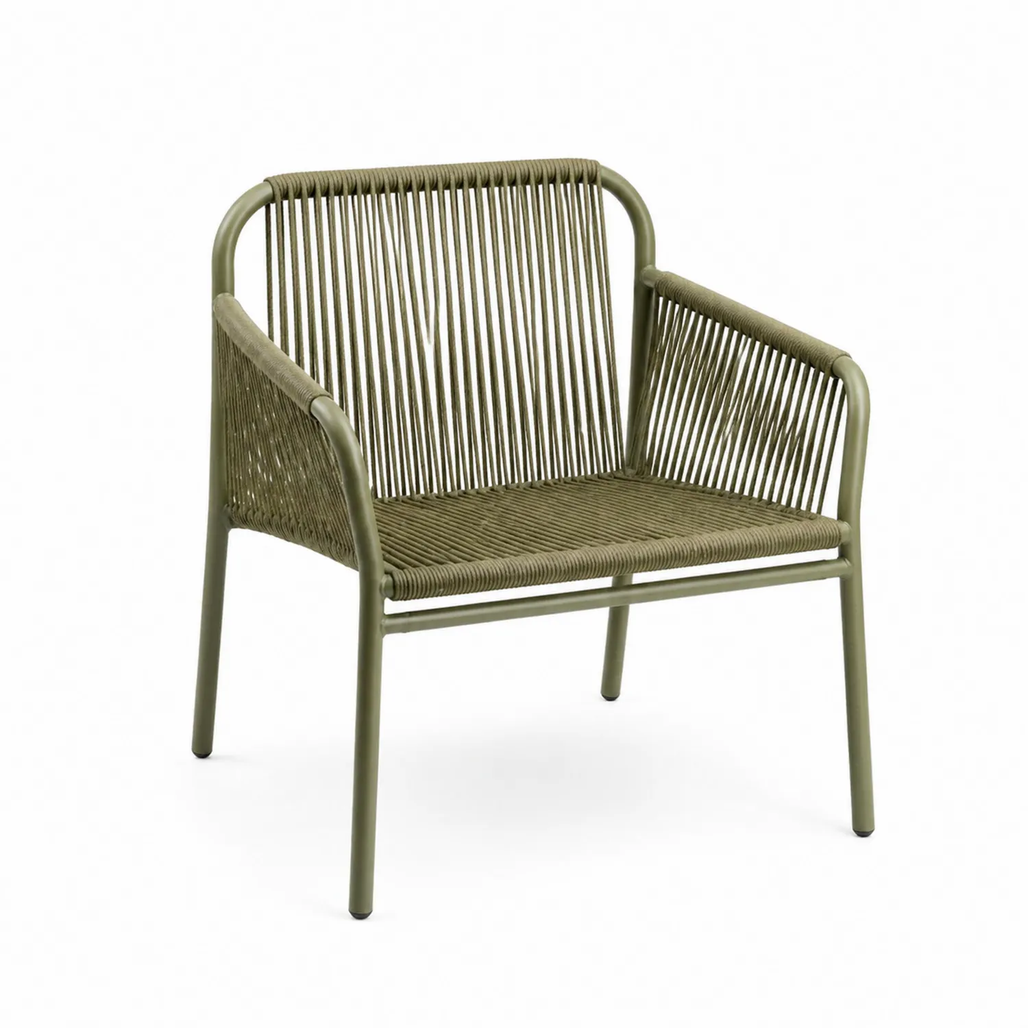 Fauteuil en acier et corde polyester Vert 70x60x75 cm