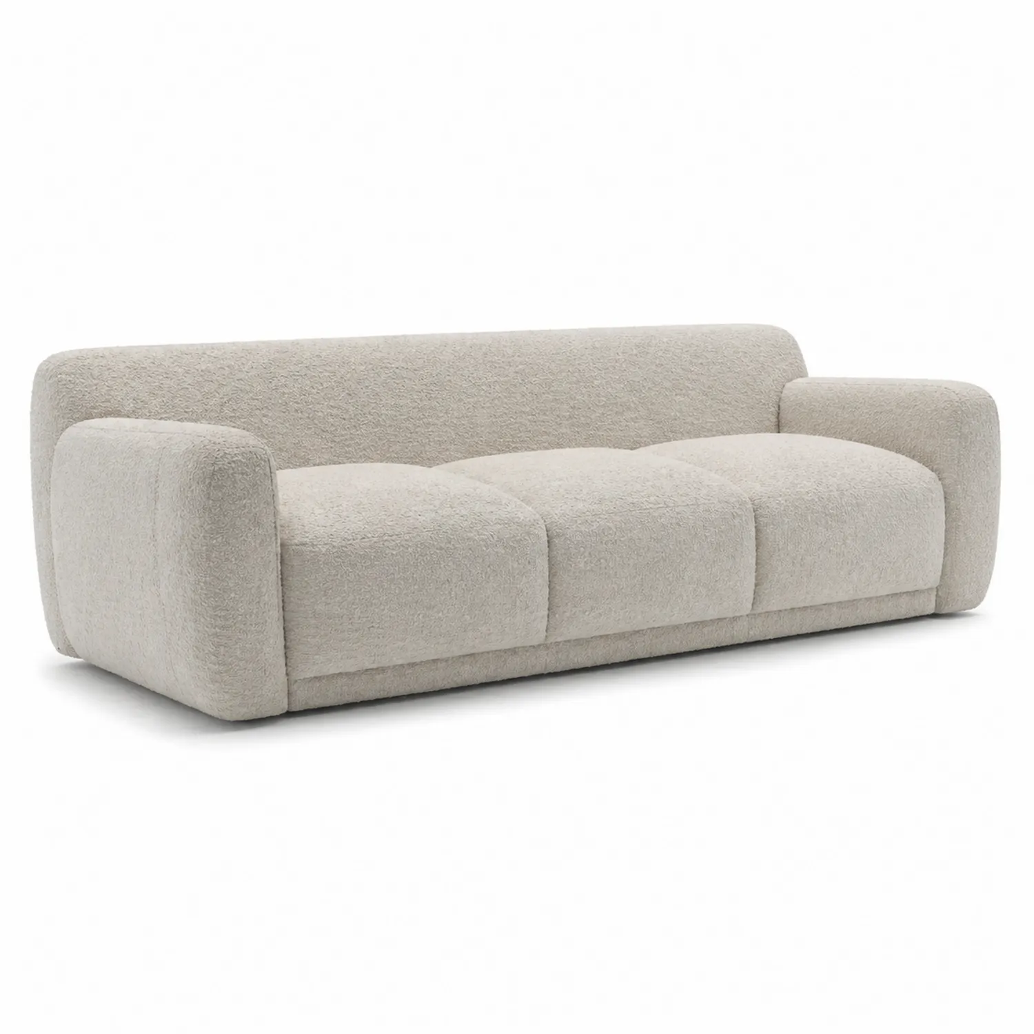 Canapé trois places en tissu bouclé Beige 200 cm