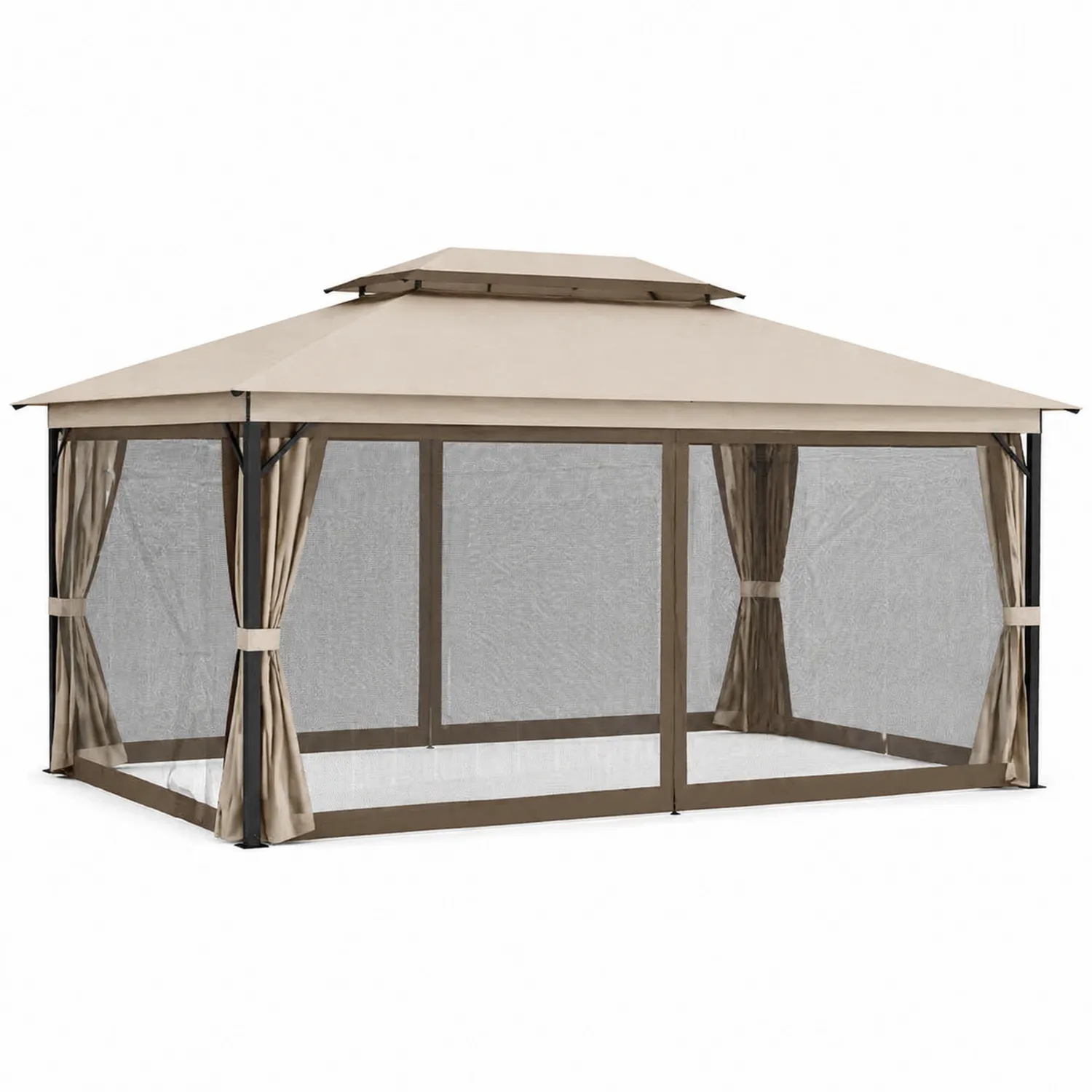 Pavillon rectangulaire en aluminium et tissu polyester 300x400 cm Beige