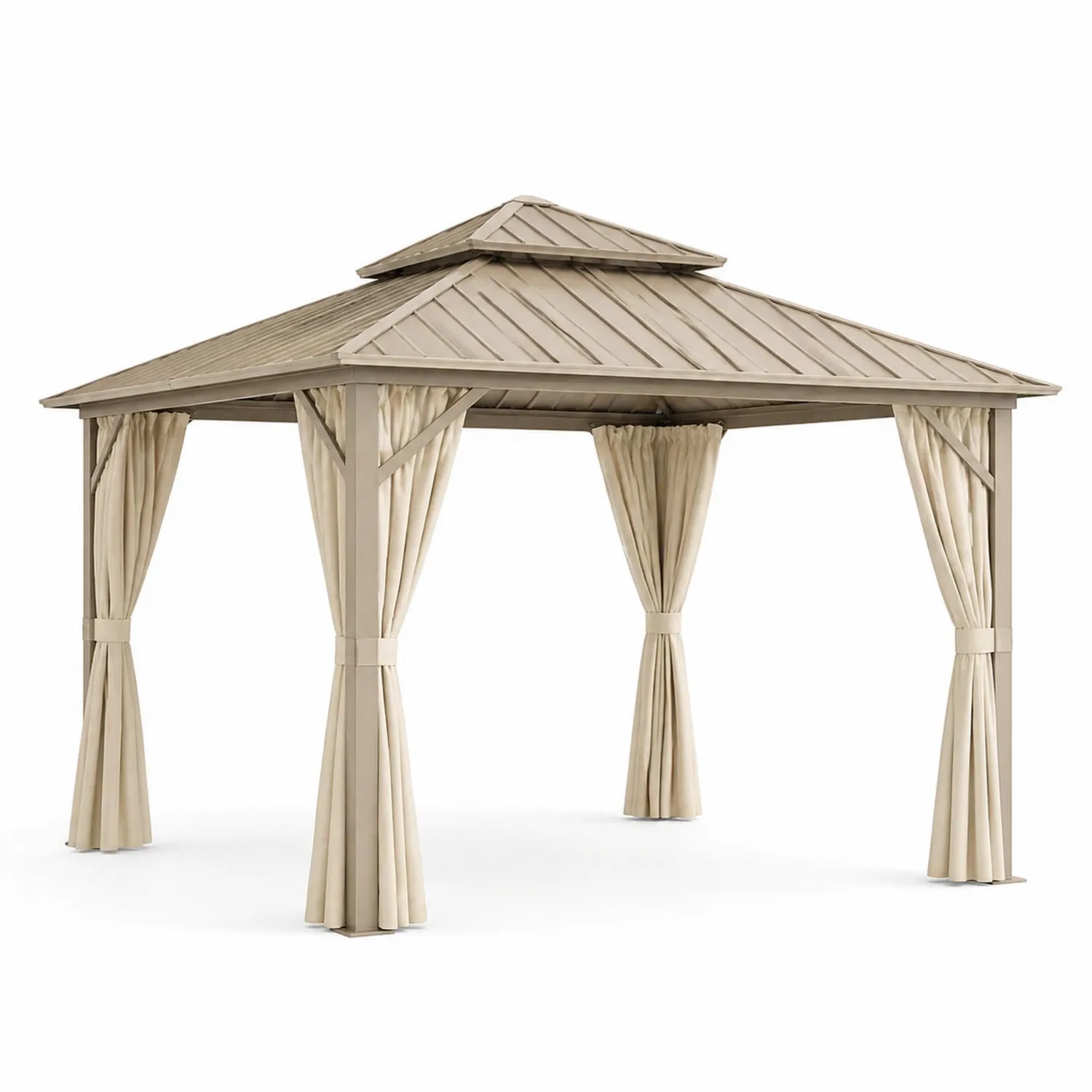 Pavillon en métal avec rideaux 3x3m Beige