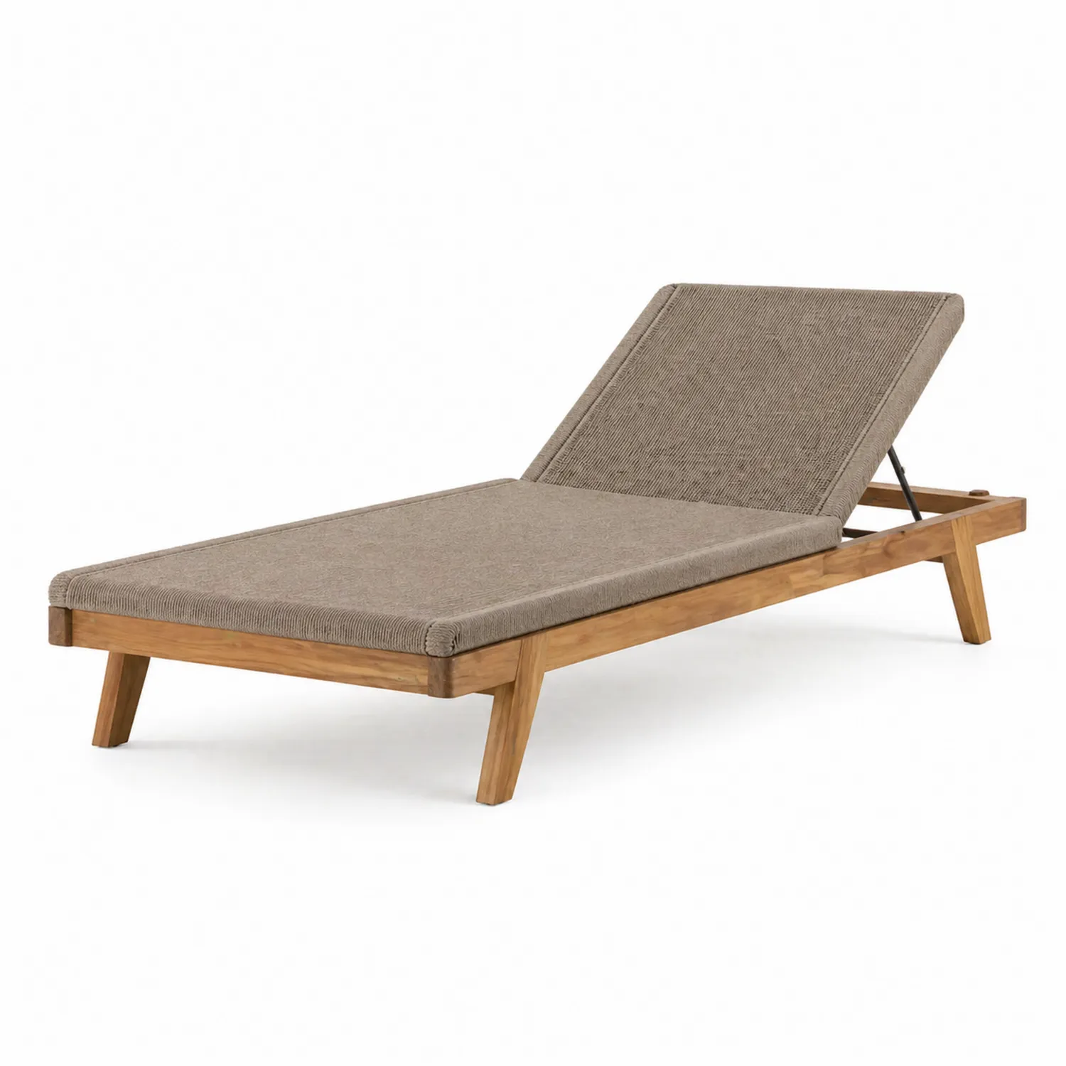Chaise longue en teck et tissu réglable 200 cm