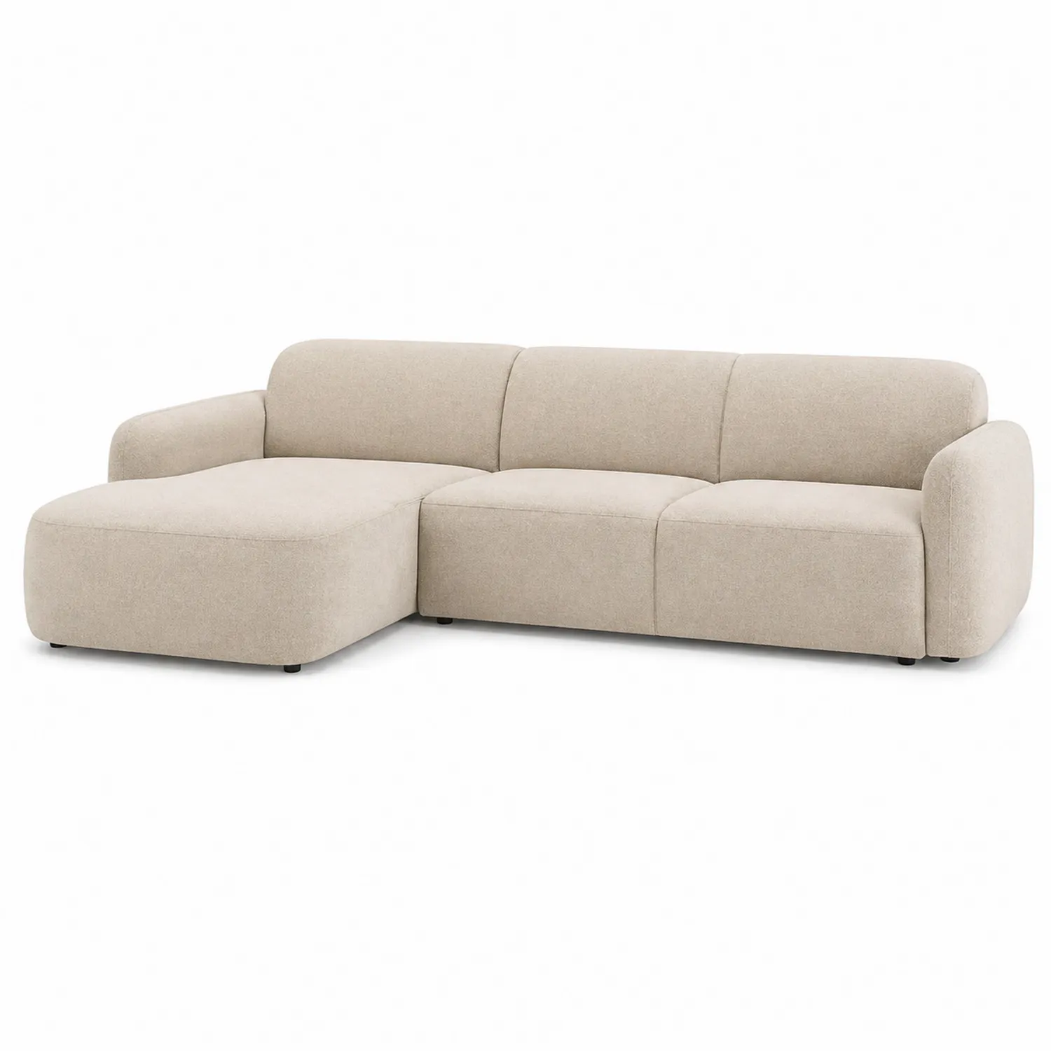 Canapé en tissu beige avec méridienne