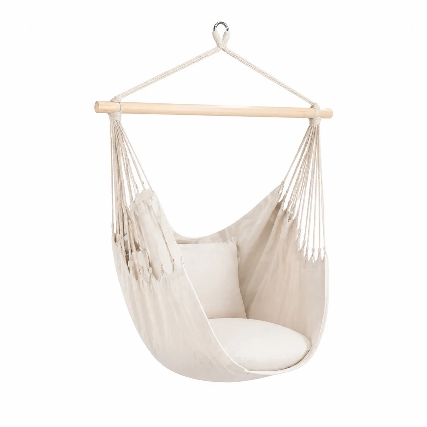 Chaise hamac en toile de coton avec coussin