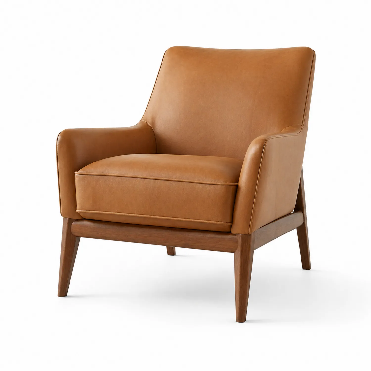 Fauteuil en cuir synthétique Marron à structure en bois