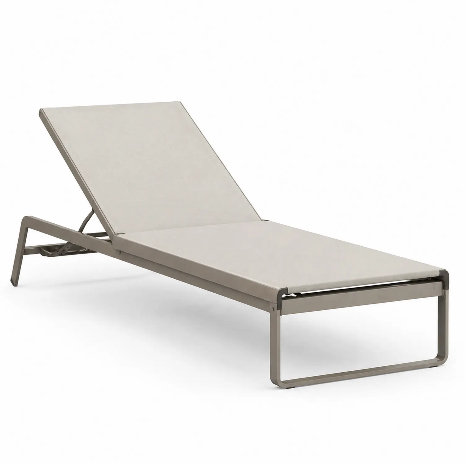 Chaise longue extérieure en aluminium et tissu beige 200x65x35 cm