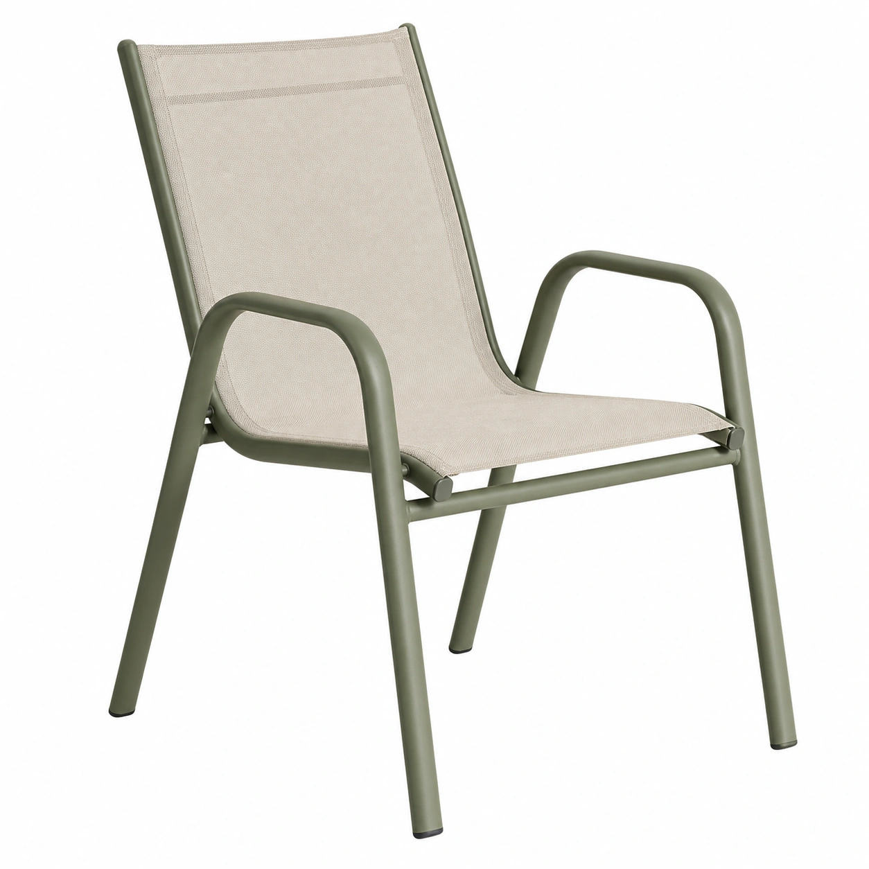 Moderner Stapelsessel aus Stahl und Textilgewebe in Olivgruen – Ergonomisches Design fuer Garten und Terrasse-orderzaro