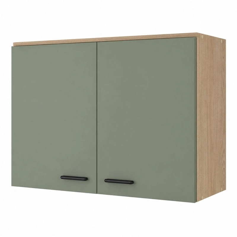 Moderner Haengeschrank grun matt Holzoptik 2 Tueren 100x53x35 cm-orderzaro
