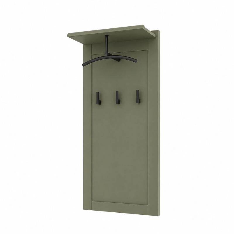 Moderne Garderobenpaneel mit Ablage und 3 Haken Olivgruen Minimalistisches Design 143 cm-orderzaro