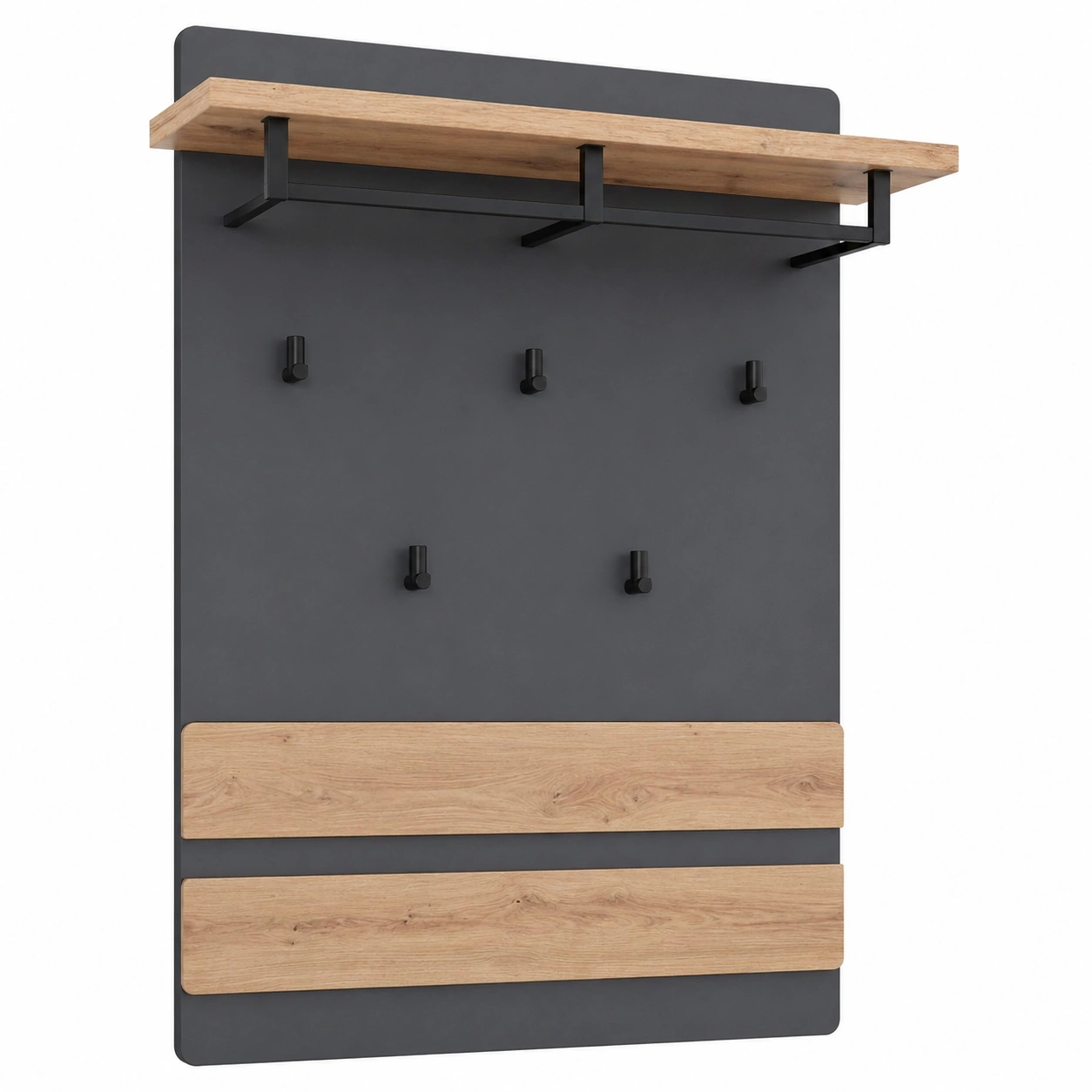 Garderobenpaneel Modern Graphit mit Ablage & Haken 80 x 118 cm-orderzaro