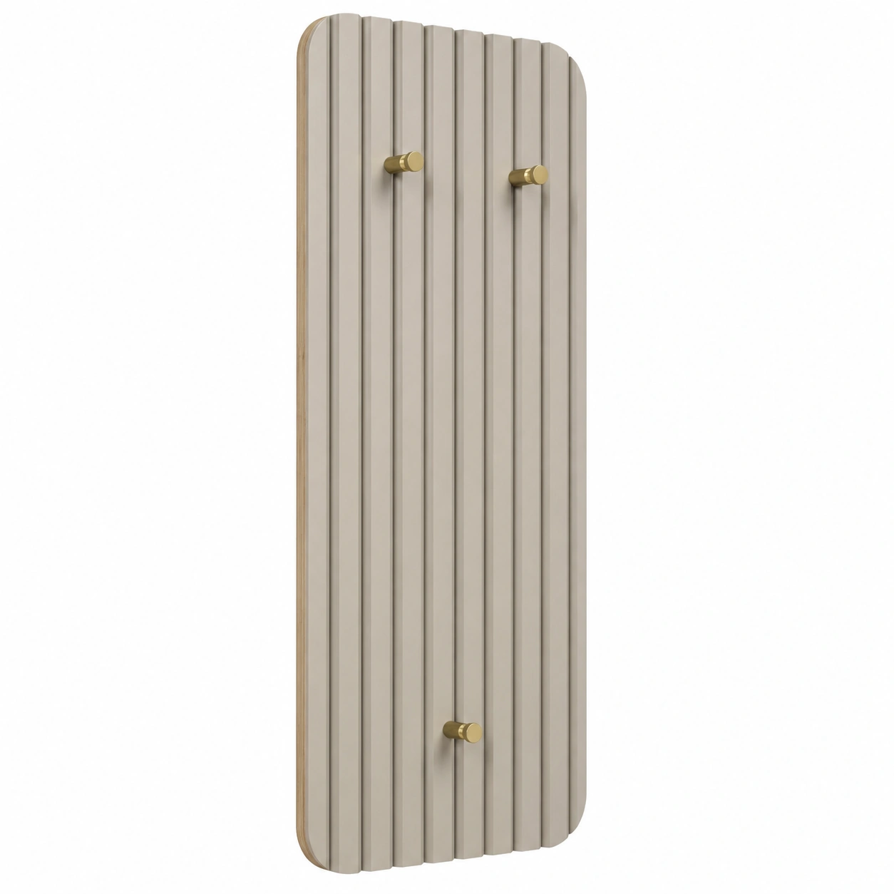 Modernes Garderobenpaneel mit Rillenstruktur und Metallhaken – Beige-orderzaro