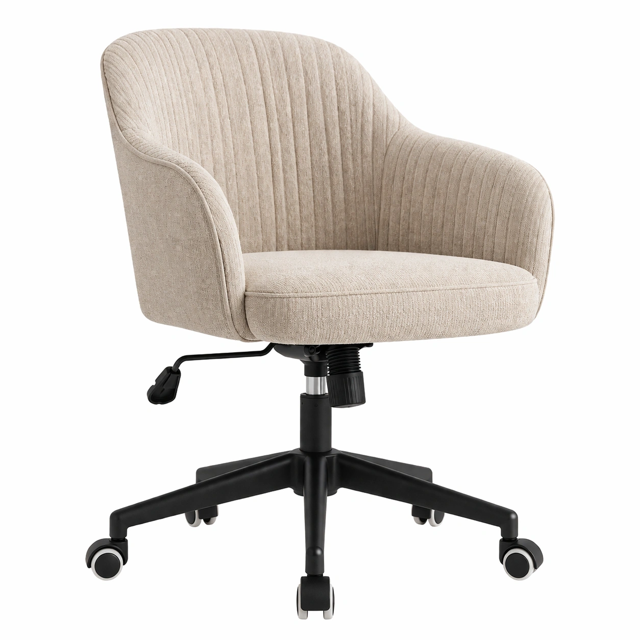 Drehstuhl Charlott Boucle Beige Metall Gestell Gepolstert Ergonomisch Modern Drehbar Home Office-orderzaro