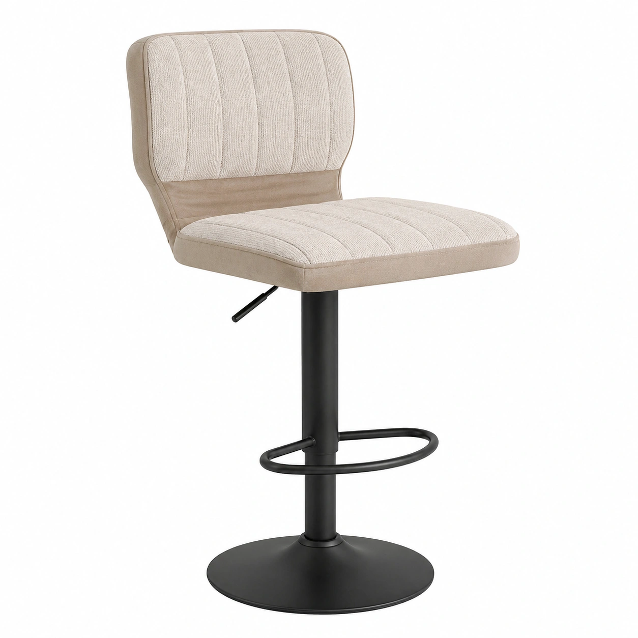 Moderner Barhocker mit gepolsterter Sitzflaeche und Rueckenlehne in Beige Schwarz-shoprenoza