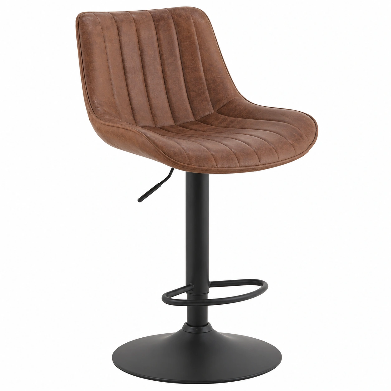 Moderner Barhocker mit Rueckenlehne und Metallfuss – Braun Microfaser-shoprenoza