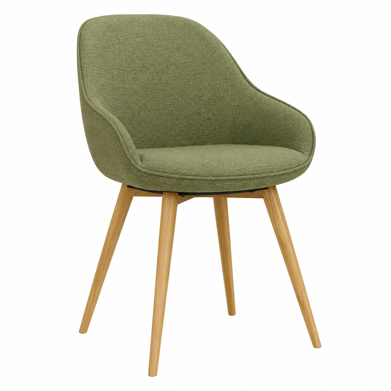 Stuhl Pia modern gepolstert Armlehne Stoff gruen Holzbeine skandinavisch Design Esszimmerstuhl komfortabel ergonomisch B/H/T ca 52,5x86x45 cm-shoprenoza