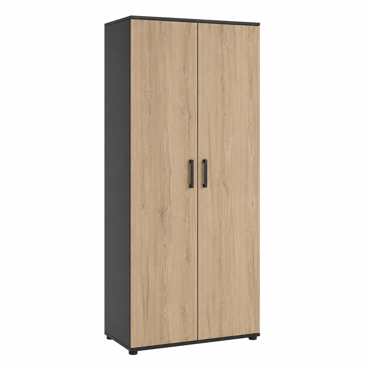 Moderner Mehrzweckschrank mit Holzoptik Tueren und stabilem Korpus:-shoprenoza