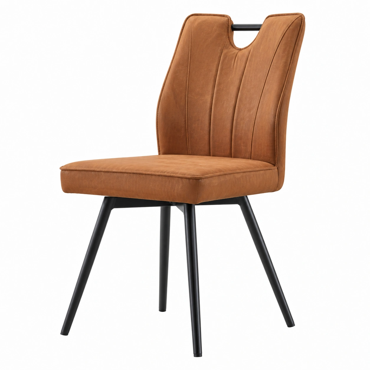 Esszimmerstuhl gepolstert Kunstleder Braun Metallbeine 47x58x89 cm-shoprenoza