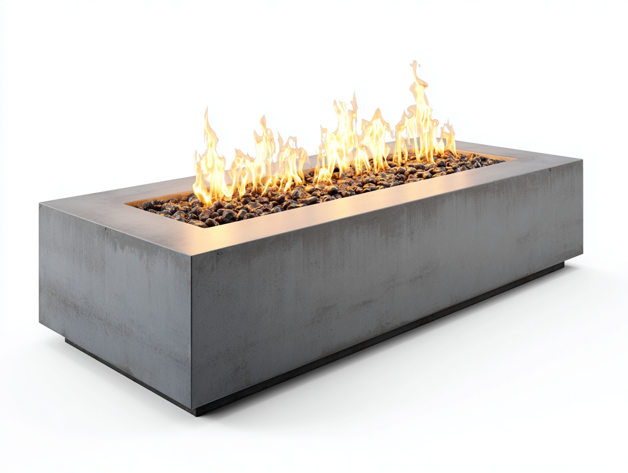 Horno de fuego exterior rectangular-acero-150x50x45 cm-gris-iluminación y calefacción jardín estilo moderno