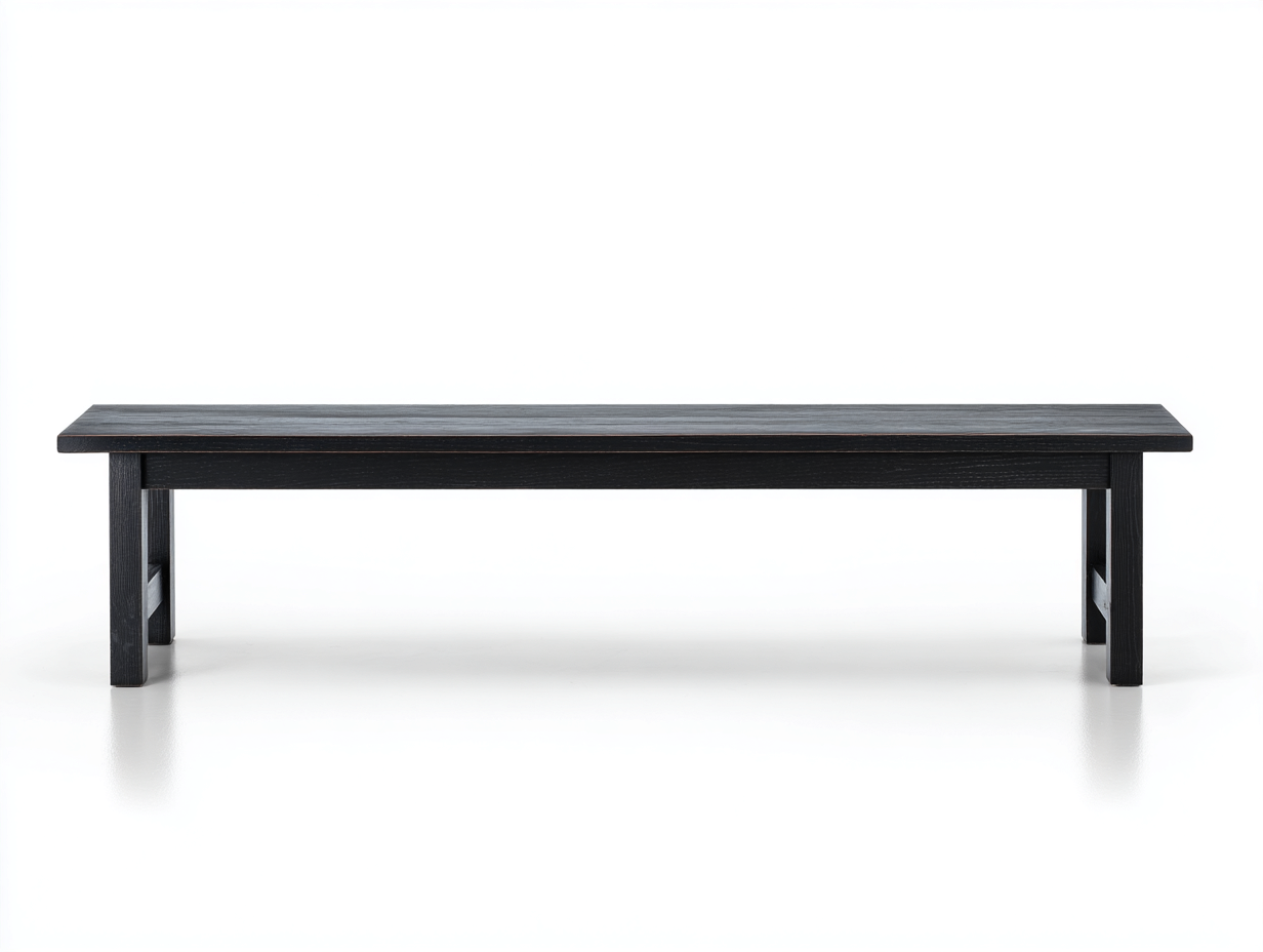 Banco exterior de madera negra-205x42x45 cm-superficie negra-estilo moderno resistente