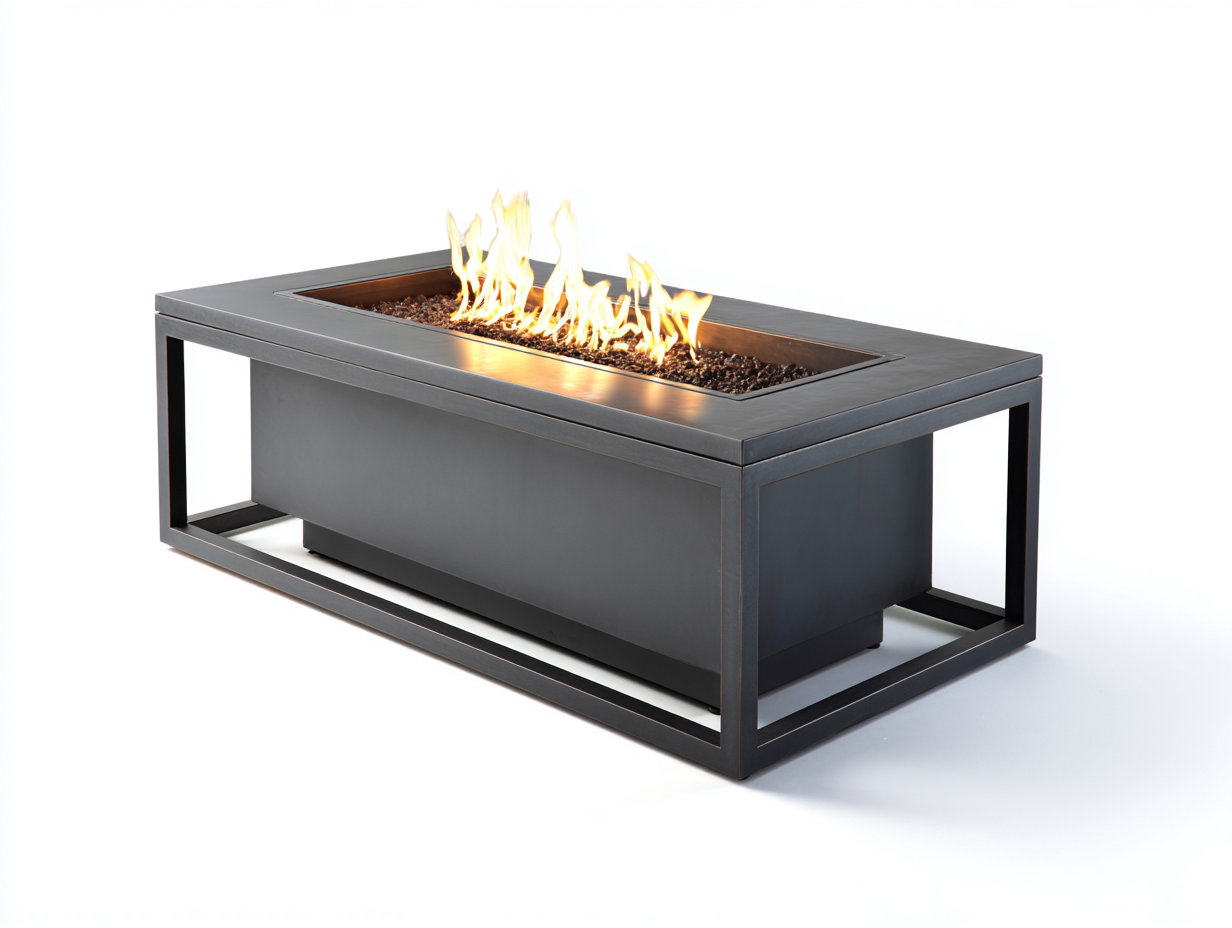 Chimenea exterior rectangular-acero-140x45x42 cm-gris oscuro-calefacción jardín diseño lineal moderno