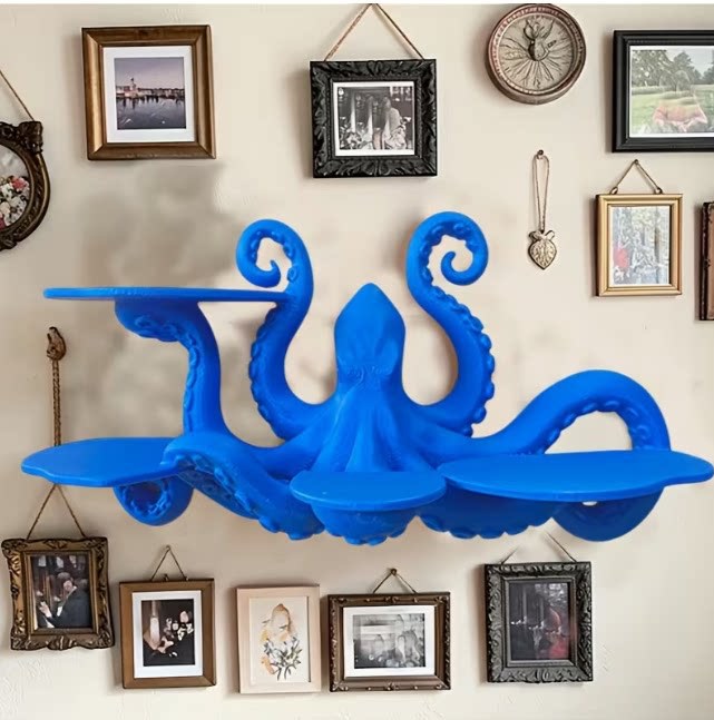 Octopus Multi-Layer Shelf, 3D Printed Decorative Storage Rack, 7-Tier Tray Organizer for Jewelry, Cosmetics, Small Items, Unique Ocean Themed Home Decor, 7.9 x 4.3 x 3.5 Inches