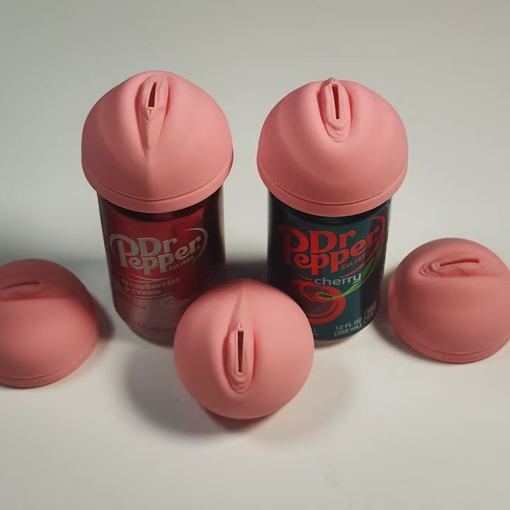 Novelty Silicone Can Lid, Leak-Proof Reusable Beverage Cover for 12oz/16oz Soda, Beer, Cola Cans, Spill-Proof Can Top, Funny Gag Gift, BPA-Free Silicone Sealer Cap