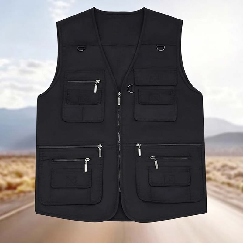 Men's 12-Pocket Lightweight Utility Vest, Breathable Quick-Dry Sleeveless Jacket for Fishing, Hiking, Photography & Daily Casual Use