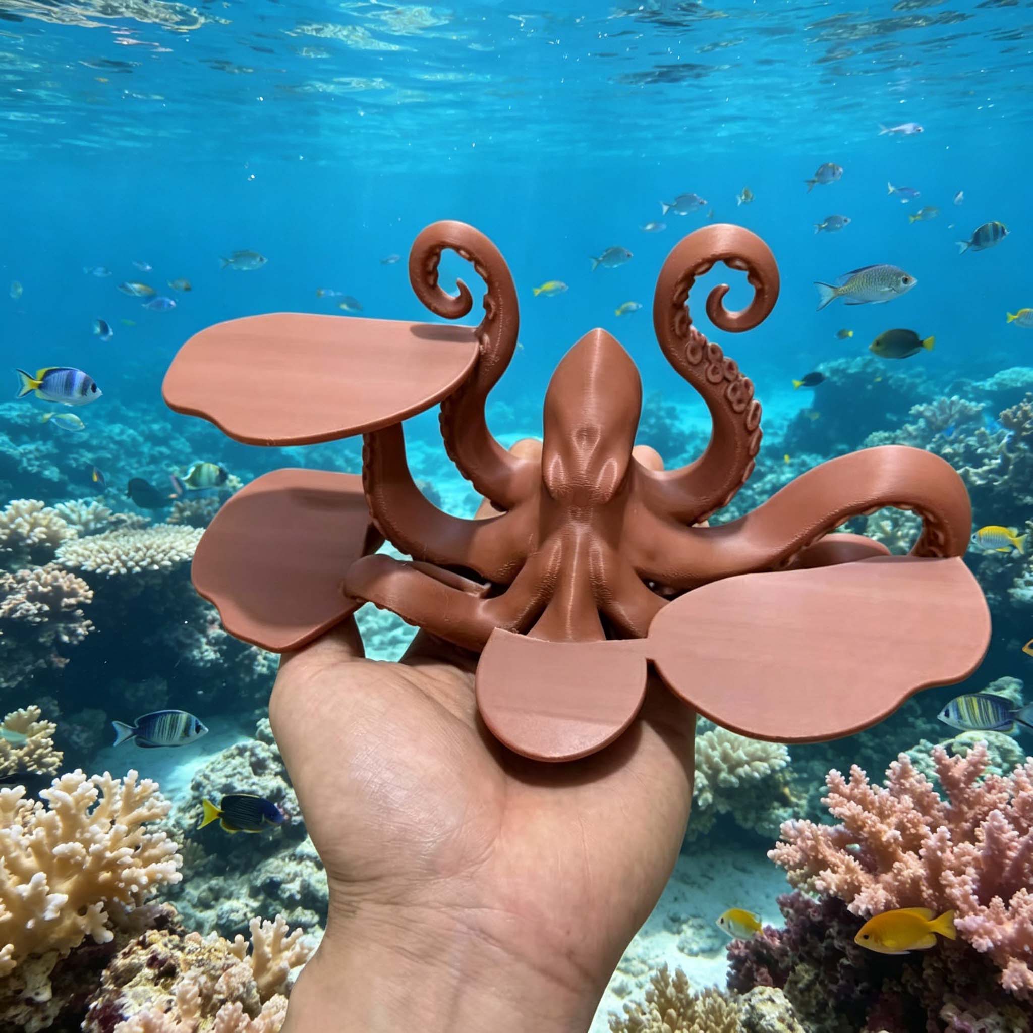 Octopus Multi-Layer Shelf, 3D Printed Decorative Storage Rack, 7-Tier Tray Organizer for Jewelry, Cosmetics, Small Items, Unique Ocean Themed Home Decor, 7.9 x 4.3 x 3.5 Inches