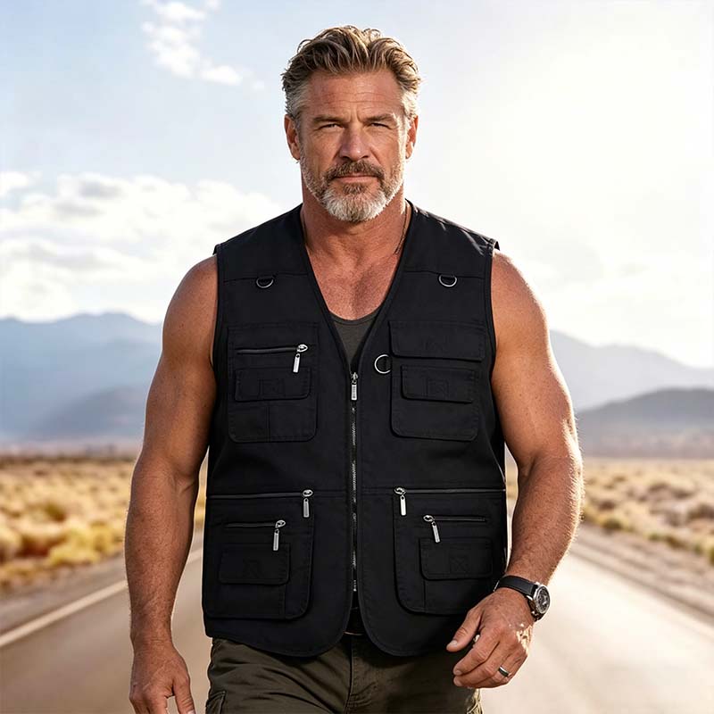 Men's 12-Pocket Lightweight Utility Vest, Breathable Quick-Dry Sleeveless Jacket for Fishing, Hiking, Photography & Daily Casual Use
