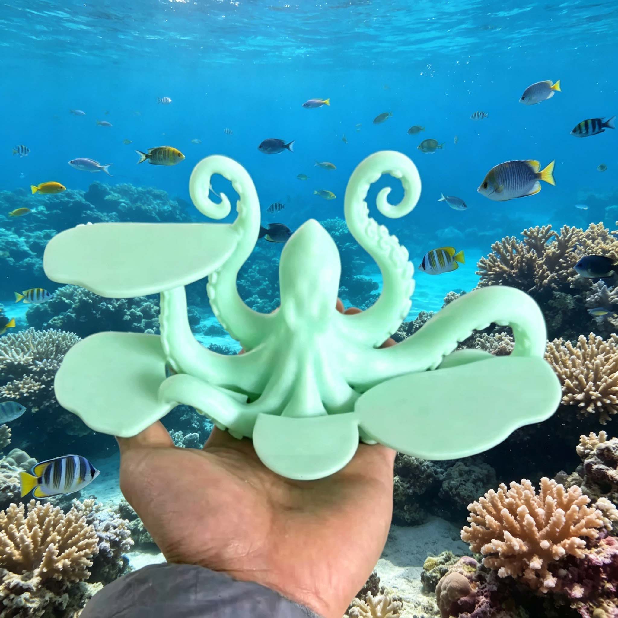 Octopus Multi-Layer Shelf, 3D Printed Decorative Storage Rack, 7-Tier Tray Organizer for Jewelry, Cosmetics, Small Items, Unique Ocean Themed Home Decor, 7.9 x 4.3 x 3.5 Inches