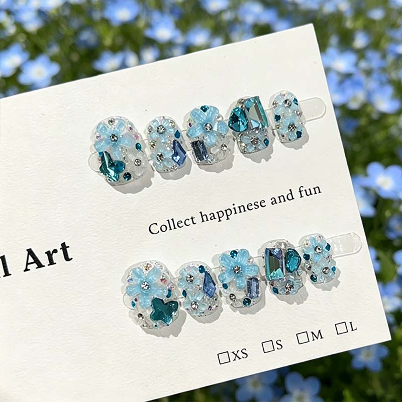 Blue Rhinestone Flower 