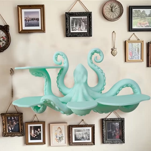 Octopus Multi-Layer Shelf, 3D Printed Decorative Storage Rack, 7-Tier Tray Organizer for Jewelry, Cosmetics, Small Items, Unique Ocean Themed Home Decor, 7.9 x 4.3 x 3.5 Inches