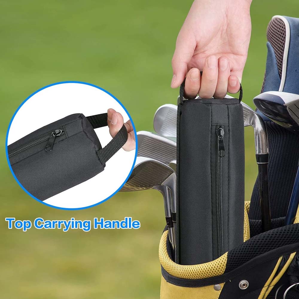 Oxford Cloth Golf Insulated Cooler Bag, Cylinder Crossbody Outdoor Cooler for 7 Cans Beer/Cola, Portable Thermal Cold & Warm Bag for Picnic, Hiking, Golf Outings, Camping, Travel Product Description