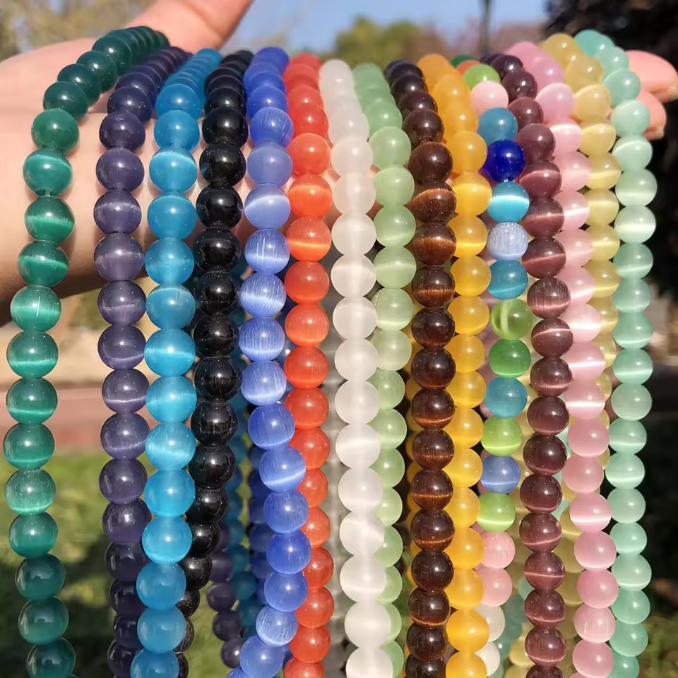 Colorful Cat's Eye Round Beads, Loose Spacer Beads for DIY Bracelet Necklace Jewelry Making, 4/6/8/10mm Sizes Available