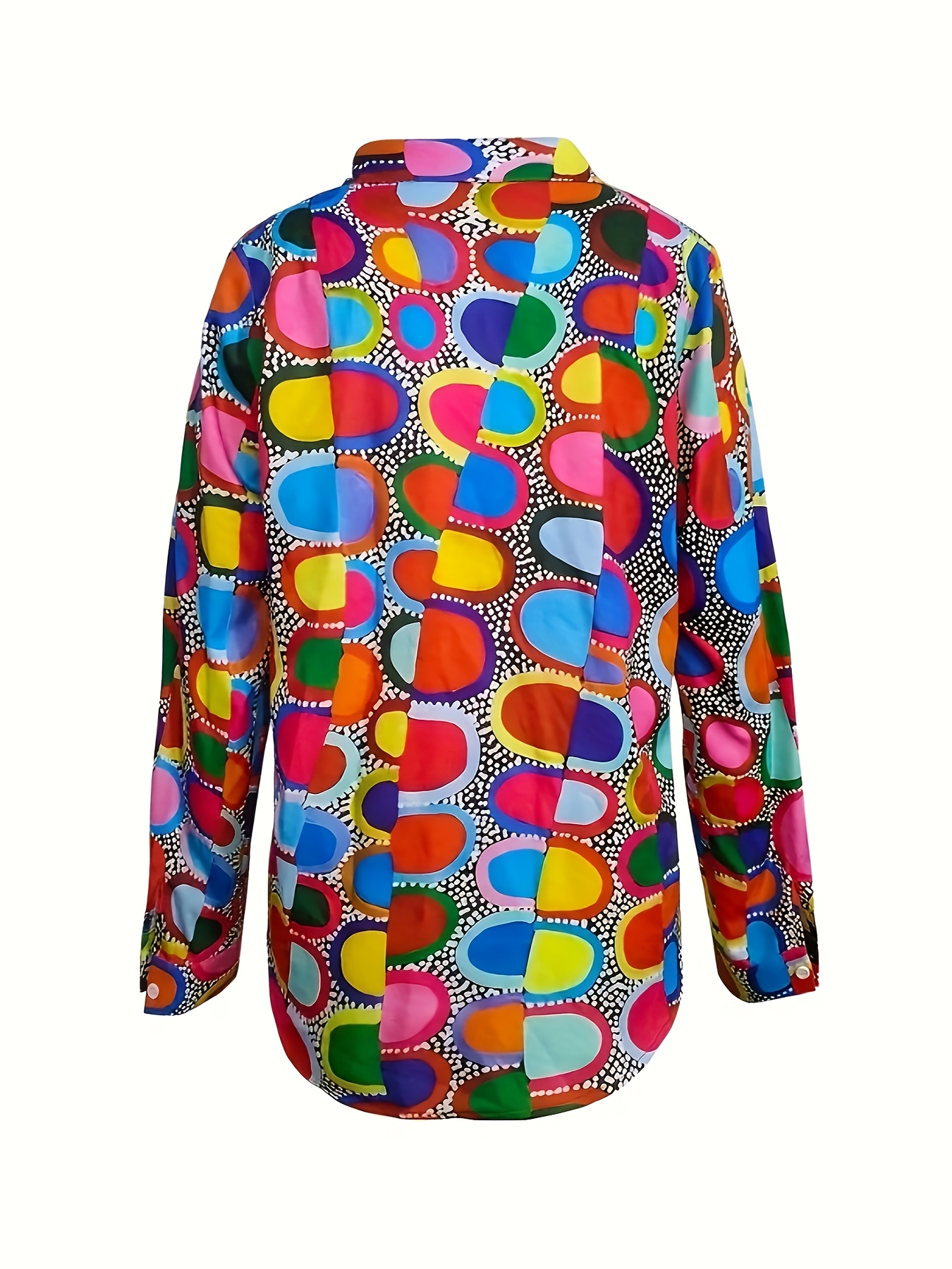 Women’s Colorful Abstract Print Button Down Shirt Short Sleeve Blouse Casual Loose Fit Top Lightweight Artistic Vacation Shirt