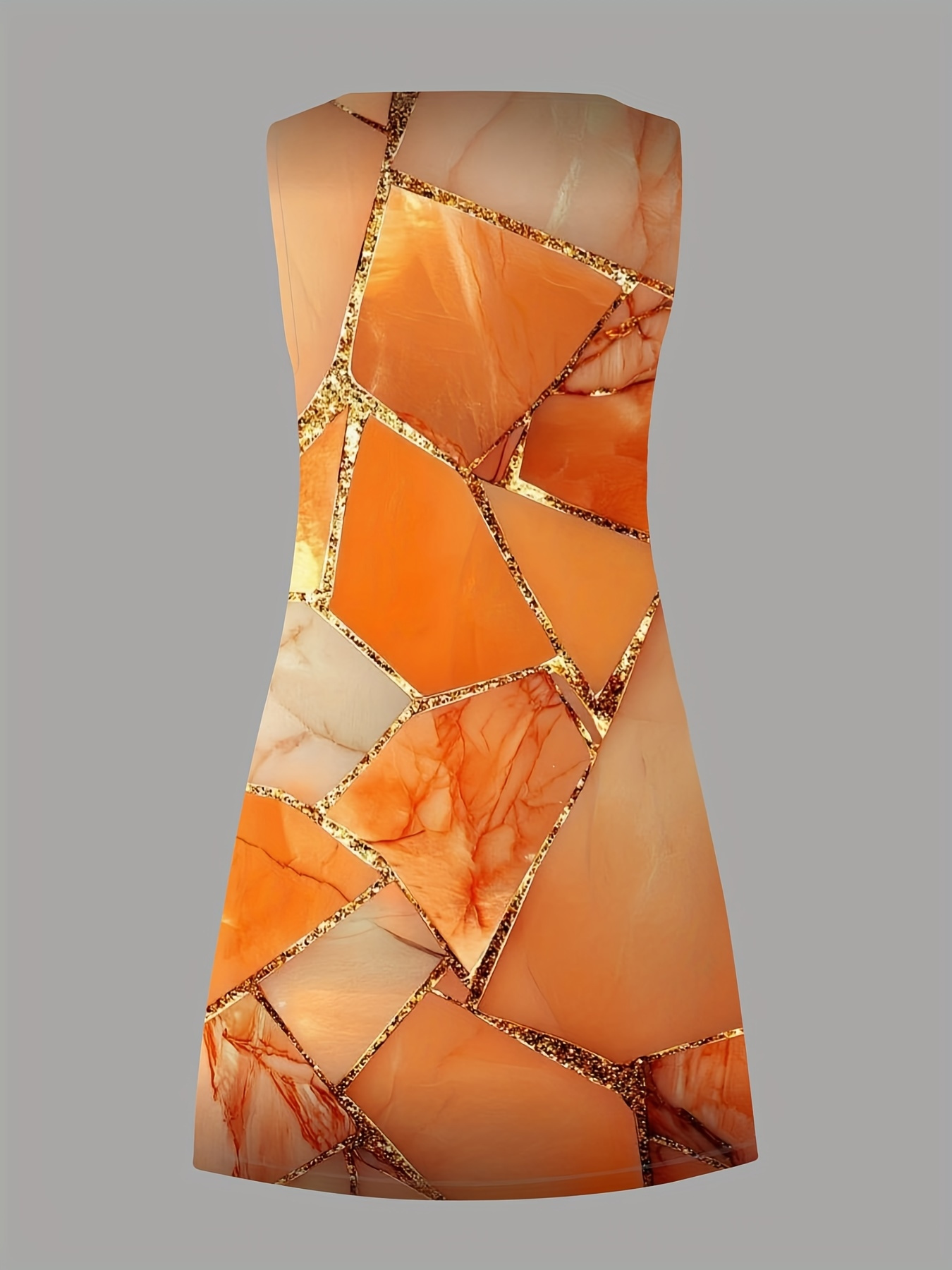Women's Summer Sleeveless Mini Dress V Neck Marble Print A Line Swing Dress Elegant Casual Vacation Dress for Beach Party and Daily Wear