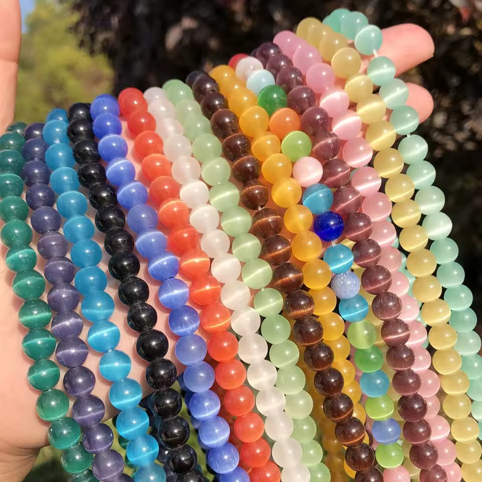 Colorful Cat's Eye Round Beads, Loose Spacer Beads for DIY Bracelet Necklace Jewelry Making, 4/6/8/10mm Sizes Available