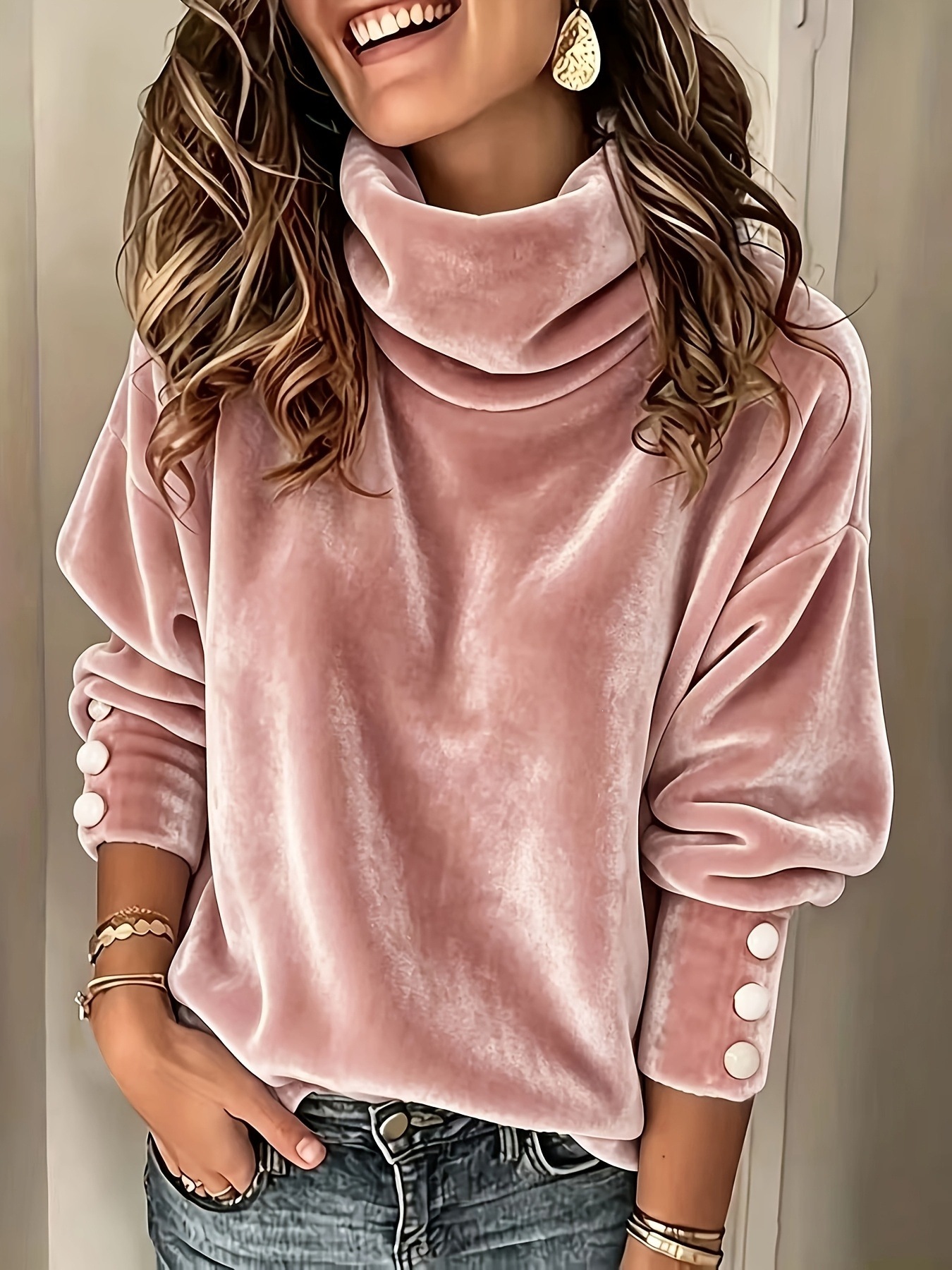 Women's Oversized Turtleneck Sweatshirt Long Sleeve Casual Pullover Tops Soft Loose Fit Cozy Fall Winter Fashion Sweater Shirt